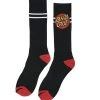 Santa Cruz - Classic Dot Stripe Black Mid - Crew Socks -Skate Pro Shop santa cruz classic dot stripe black