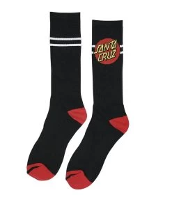 Santa Cruz - Classic Dot Stripe Black Mid - Crew Socks